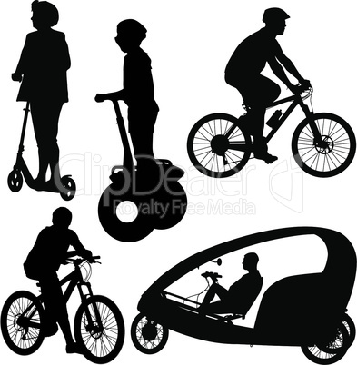 Set silhouette of a cyclist.  vector illustration.