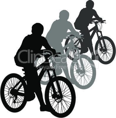 Silhouette of a cyclist male.  vector illustration.