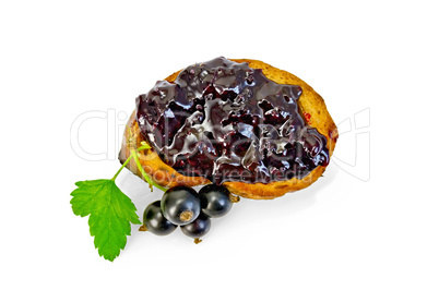 Bread with jam from blackcurrant top