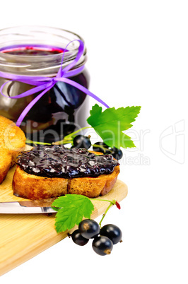 Bread with jam from blackcurrant