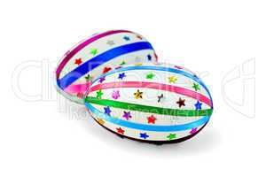 Easter Egg with colored ribbons and sequins