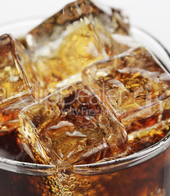 cola with ice cubes