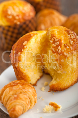 fresh baked muffin and croissant mignon