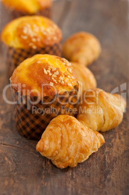 fresh baked muffin and croissant mignon