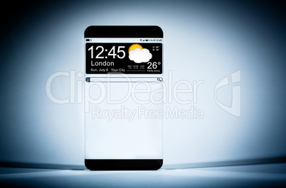 smart phone (copy space display) with a transparent display.