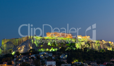 Acropolis Parthenon by night, Athens, Greece