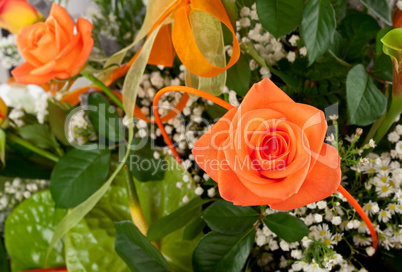 Beautiful bouquet of orange roses.