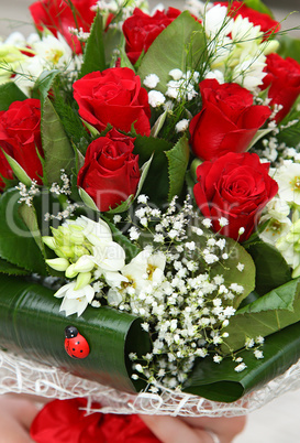 Flower bouquet of red roses