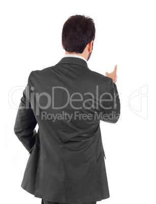 Young businessman turning his back to camera