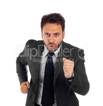 Young businessman running