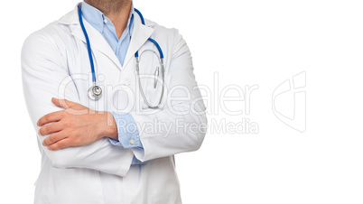 Closeup of a doctor with folded arms