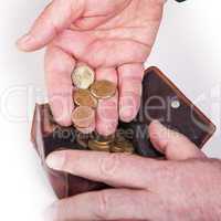 hand takes coin purse