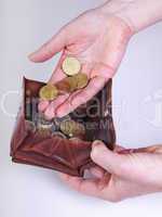 hand takes coin purse