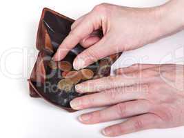 hand takes coin purse