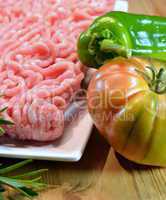 Raw minced meat and herbs