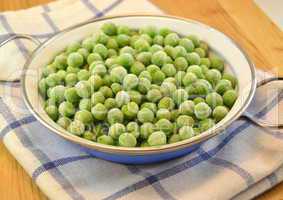 Frozen fresh peas in small casserole