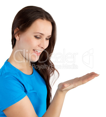 woman holding blank copy space