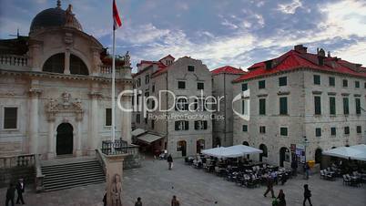dubrovnik old town panorama stradun with tourist in city