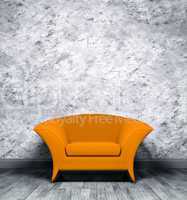 interior with orange armchair