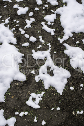Melting snow is showing land