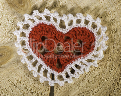Heart shape made of red textile