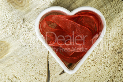 Heart shape made of red textile