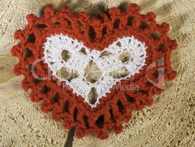 Heart shape made of red textile