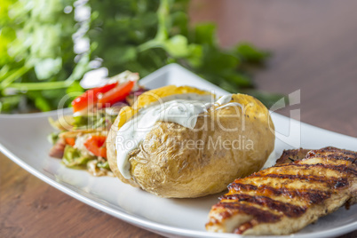 grilled chicken with baked potato