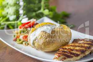 grilled chicken with baked potato