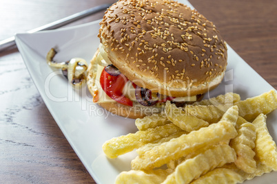 burger and fries