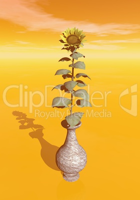 sunflower in a vase - 3d render