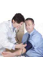 doctor measures the blood pressure in patients