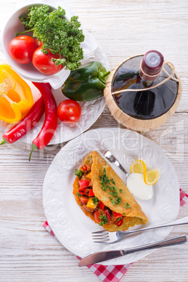 hungarian goulash with potato pancake