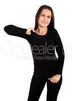 woman with blank black t-shirt