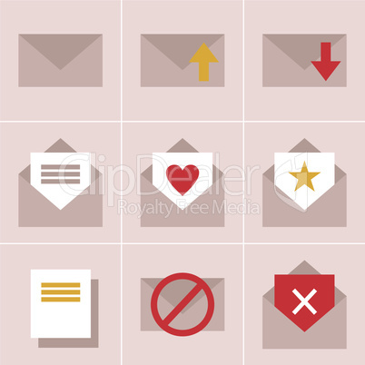flat mail icons for mobile and web