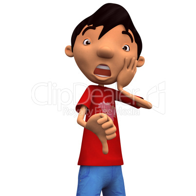 Young man with thumb down Young man with thumb down