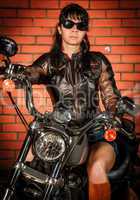 biker girl and motorcycle