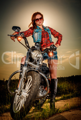 biker girl and motorcycle biker girl and motorcycle
