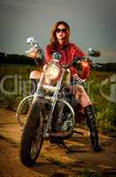 biker girl and motorcycle