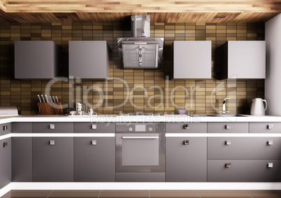 modern kitchen interior 3d