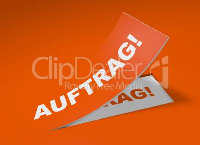 3d etikett orange - auftrag