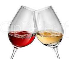 Moving wine in two wineglasses
