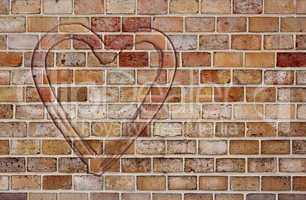 heart on the brick wall