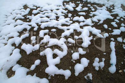 Melting snow is showing land