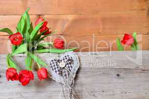 Tulpen Frühling Holz Hintergrund Herz