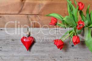 Tulpen Frühling Holz Hintergrund Herz