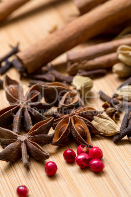 dry multicolored spice closeup