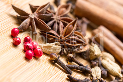 dry multicolored spice closeup