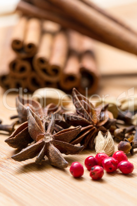 dry multicolored spice closeup