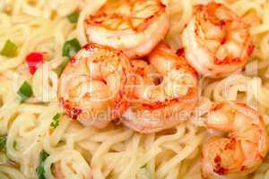fried shrimp and noodle soup bowl